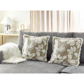 Beliani Lot de 2 coussins en Coton Traditionnel CYANOTIS  