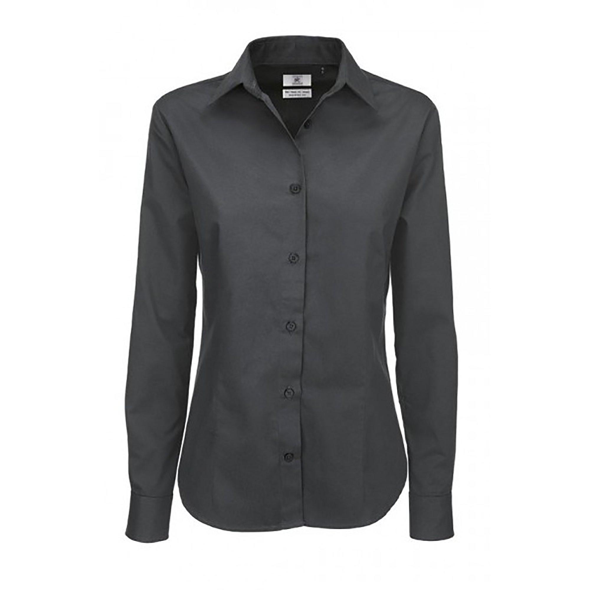 Image of B&c Sharp Twill Langarm Bluse Damen Grau M