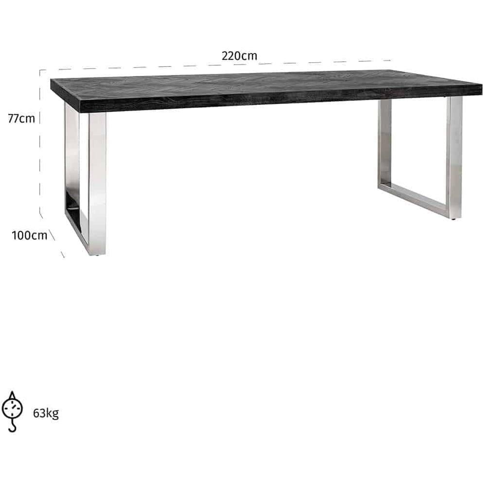 mutoni Table à manger Blackbone noir argent 220  