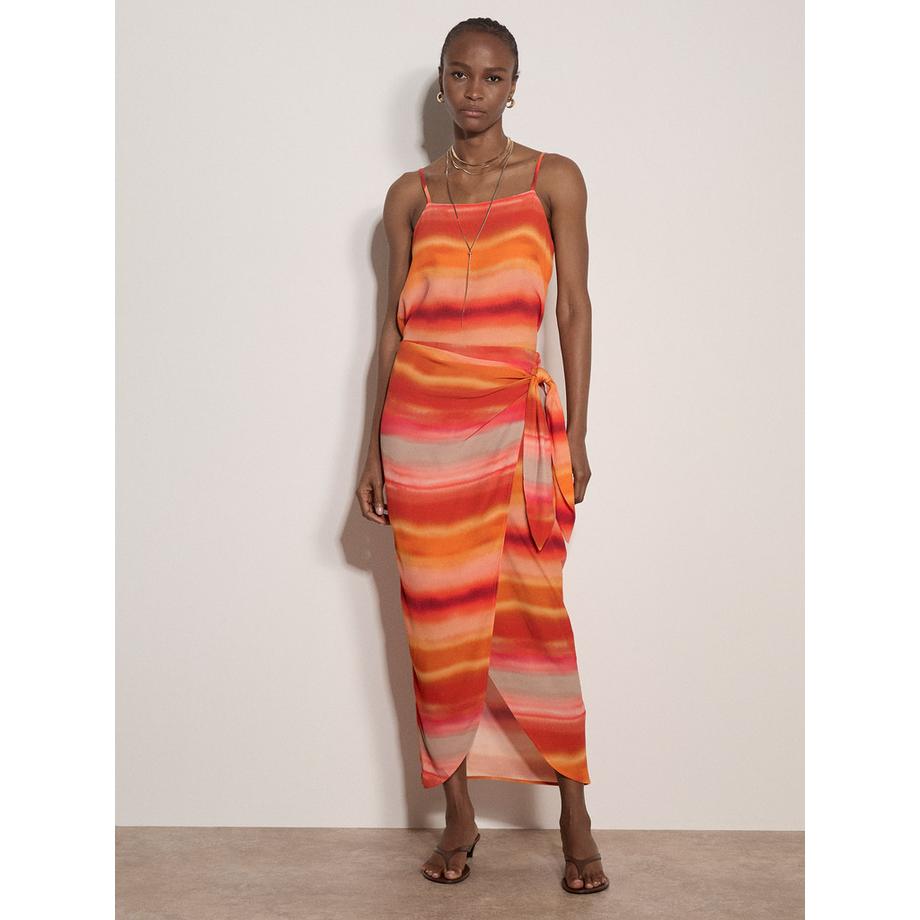 APRICOT Jupe Midi Portefeuille Rayures Aquarelle  
