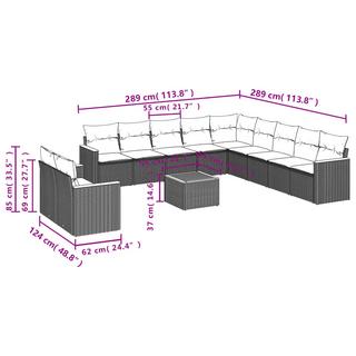 VidaXL Ensemble de canapés de jardin rotin synthétique  