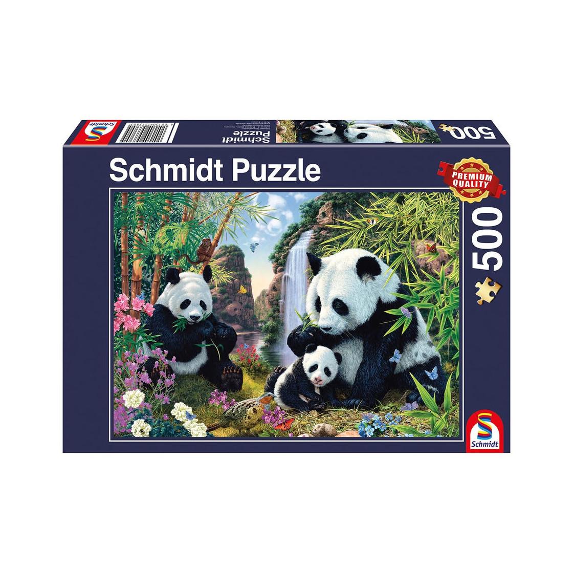 Image of Puzzle Pandafamilie am Wasserfall (500Teile)