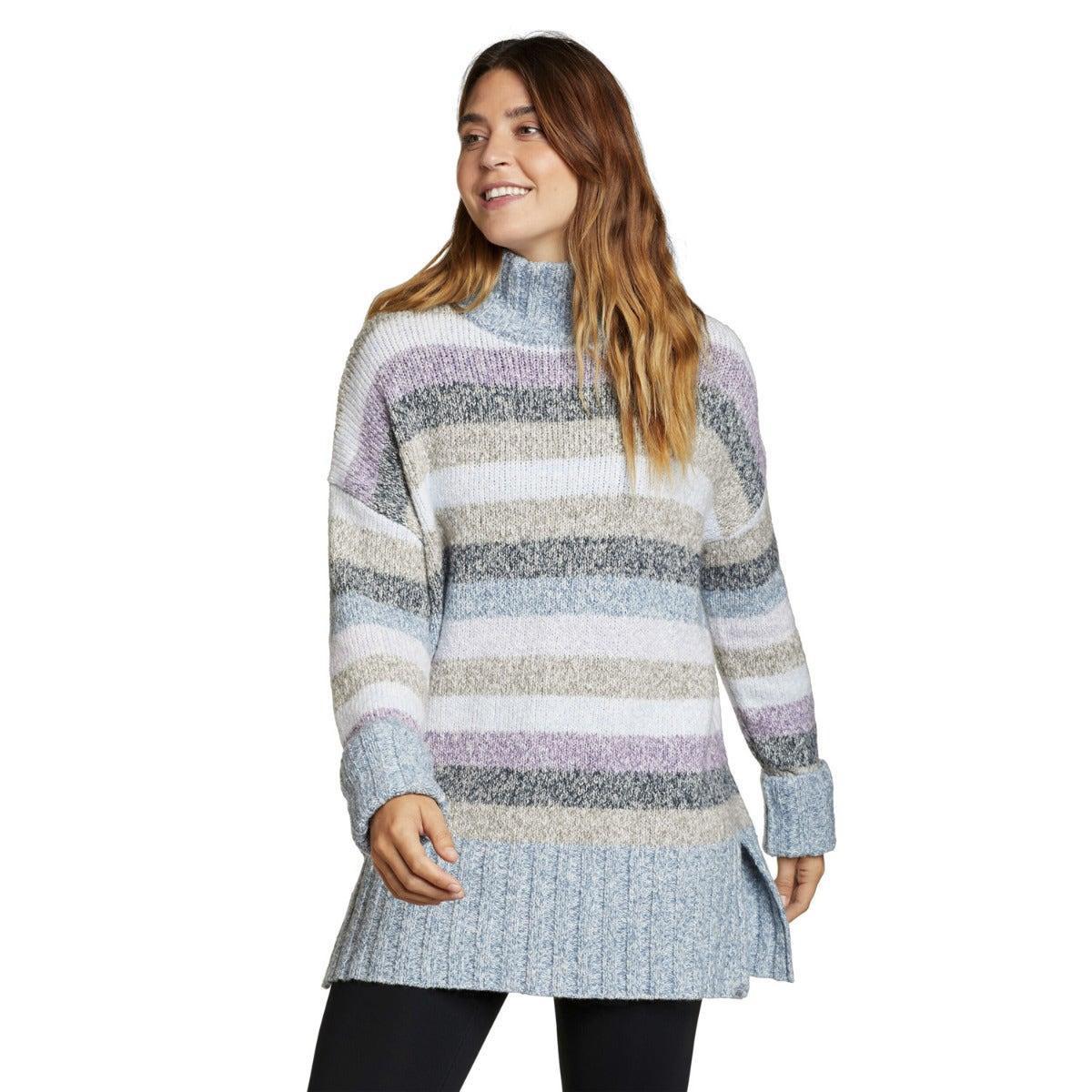 Image of Rest And Repeat Pullover Top Weiter Stehkragen Damen Blau XL