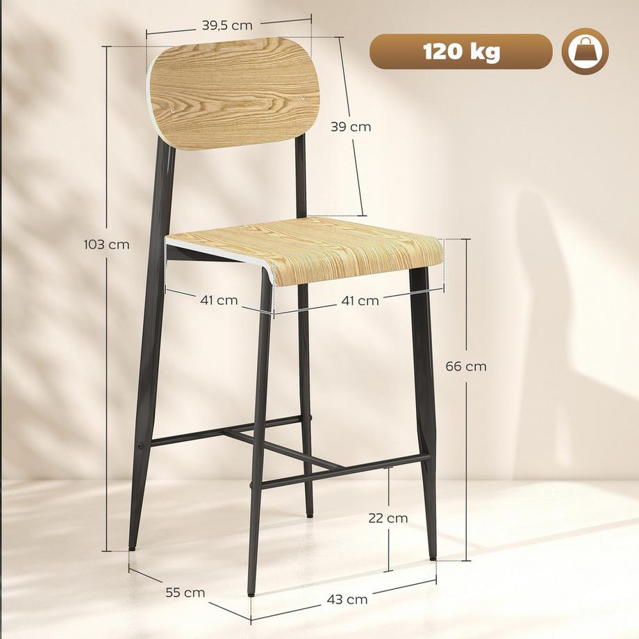 Northio Lot de 2 tabourets de bar  