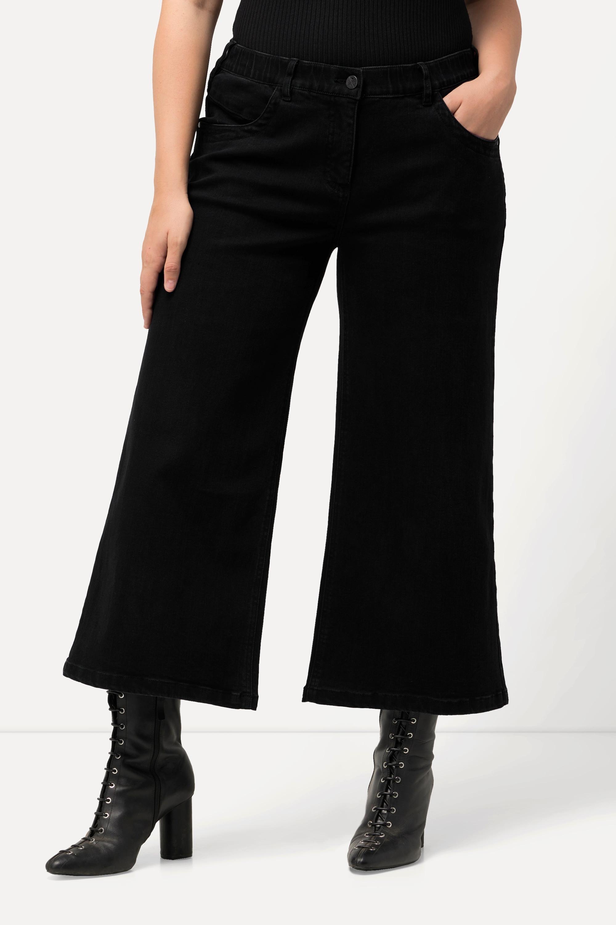 Ulla Popken  Jupe-culotte en jean Mary, longueur au mollet, coupe large, stretch 