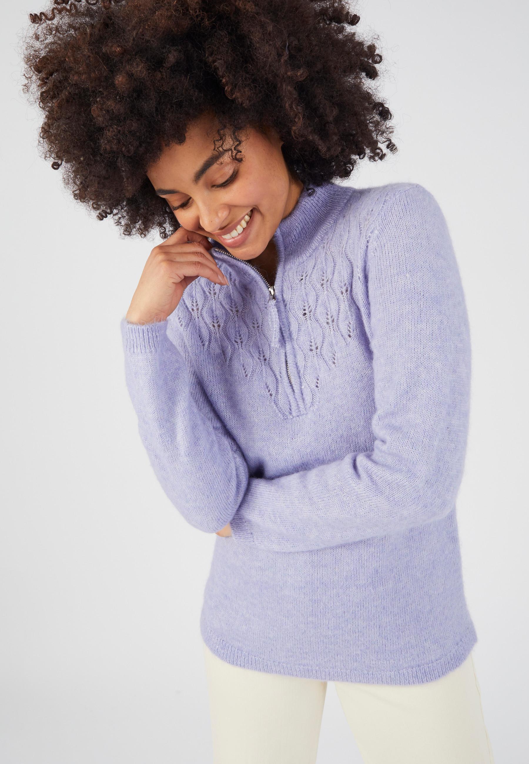 Image of Pullover Mit Troyerkragen, Aus Alpaka-mix. Damen Violett 46/48