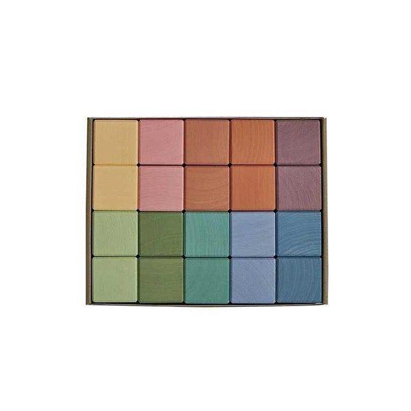 Image of Montessori Holzbausteine Earth Pastel