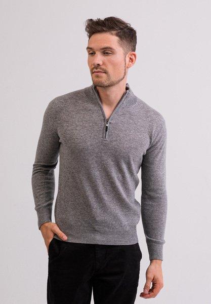 Image of Kaschmir Stehkragen Pullover Herren Grau M