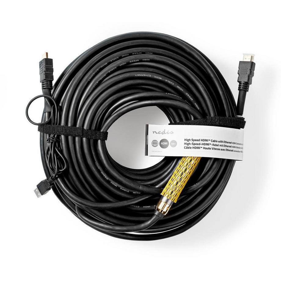 Nedis  High Speed HDMI™ Kabel mit Ethernet | HDMI™ Stecker | HDMI™ Stecker | 4K@30Hz | 18 Gbps | 40.0 m | Rund | PVC | Schwarz | Tag 