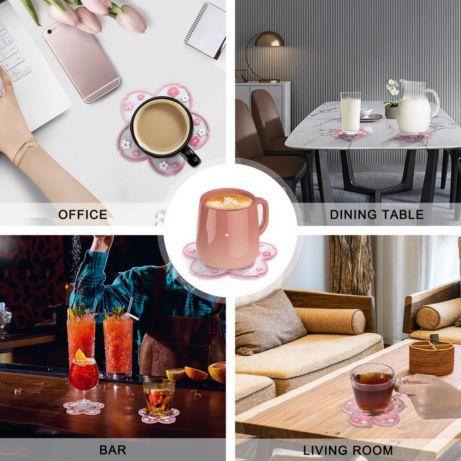 Alopini  Lot de 6 sous-verres en silicone pour boissons, tasses, bar, verre - Sous-verres de table 