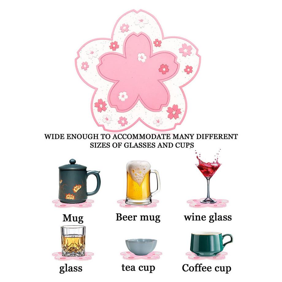 Alopini  Lot de 6 sous-verres en silicone pour boissons, tasses, bar, verre - Sous-verres de table 