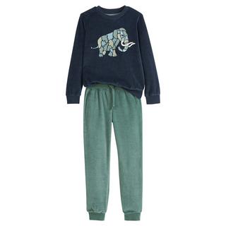 La Redoute Collections  Samt-Schlafanzug mit Mammut-Print 