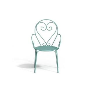 Vente-unique Lot de 4 fauteuils de jardin empilables en métal façon fer forgé amande GUERMANTES  