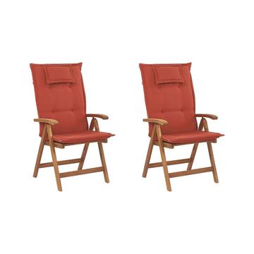 Lot de 2 chaises de jardin avec coussins en Acacia Traditionnel JAVA