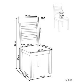 Beliani Set di 2 sedie da pranzo en Legno di caucciù Classico ORTLEY  