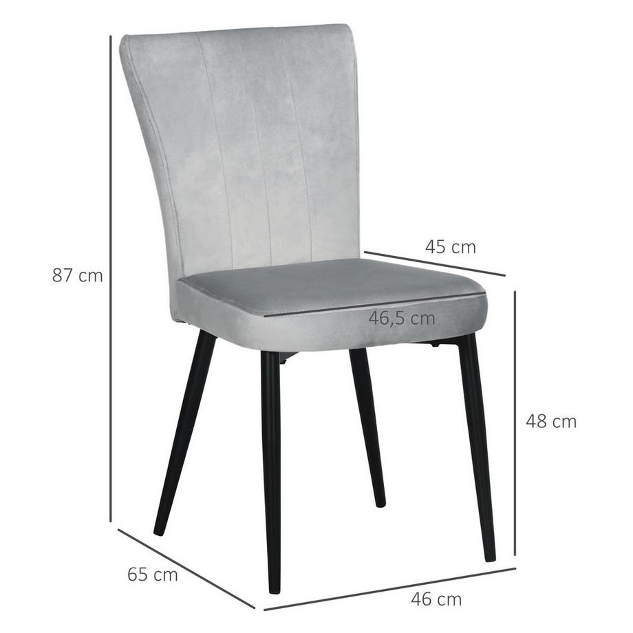 Northio Esszimmerstuhl-Set 4Er-Set Küchenstühle Mit Rückenlehne, Polster In Samtoptik, Stahlgestell, Grau, 46X65X87Cm  