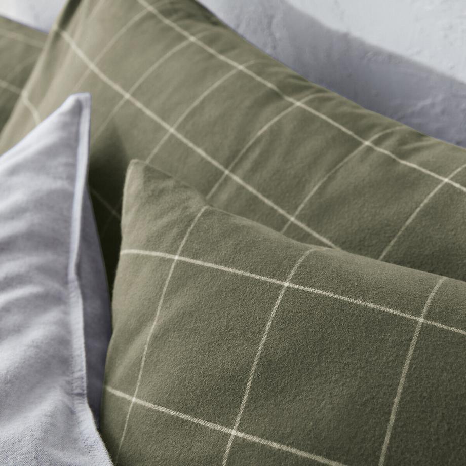 La Redoute Intérieurs Charlie Khaki Flanell Duvetbezug  