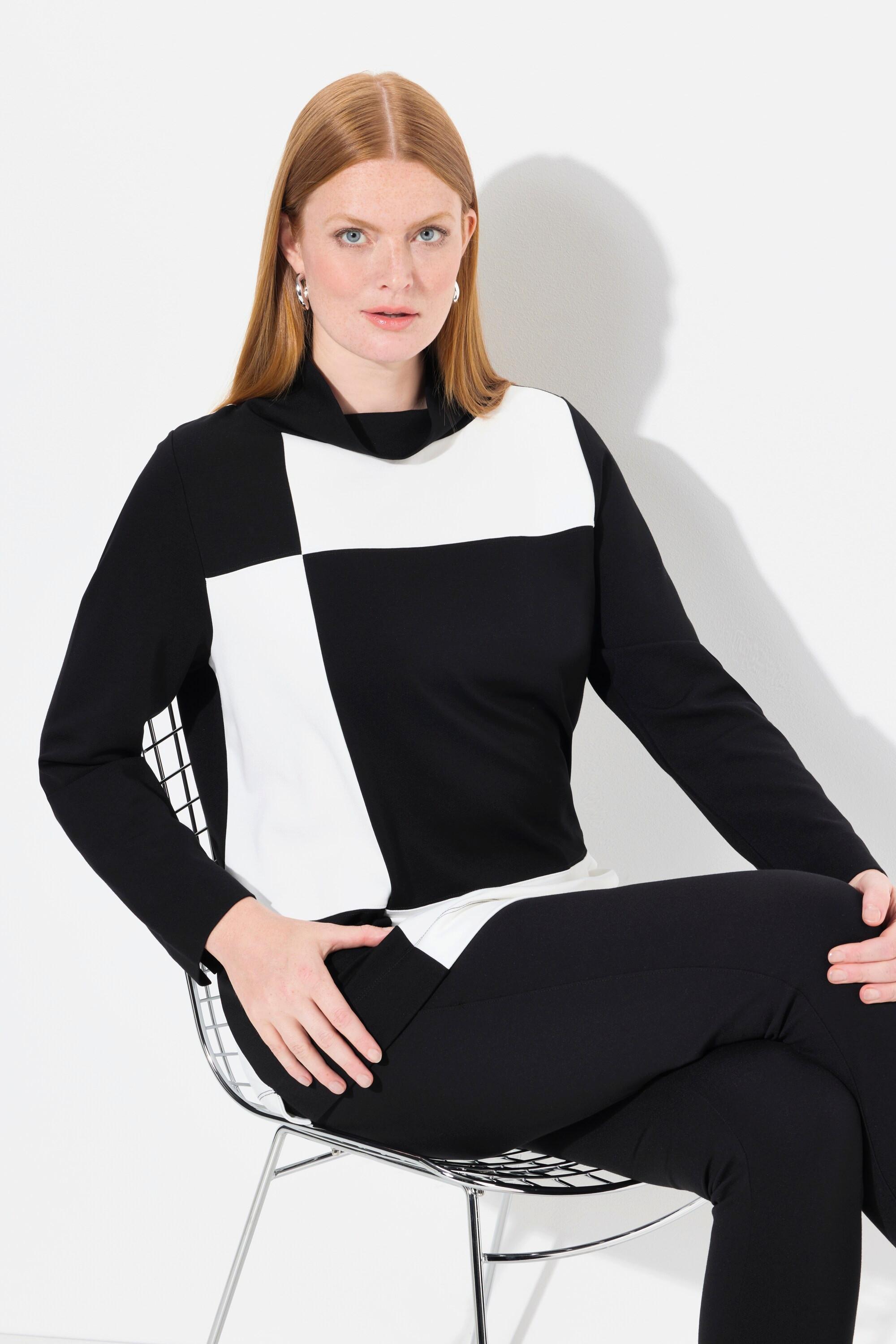 Ulla Popken  Sweatshirt, Karodesign, Stehkragen, Langarm, Modalmix 