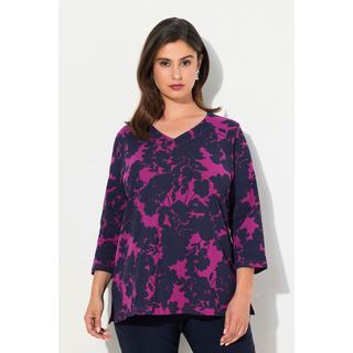 Ulla Popken  Maglia con fiori, scollo a V e maniche a 3/4 