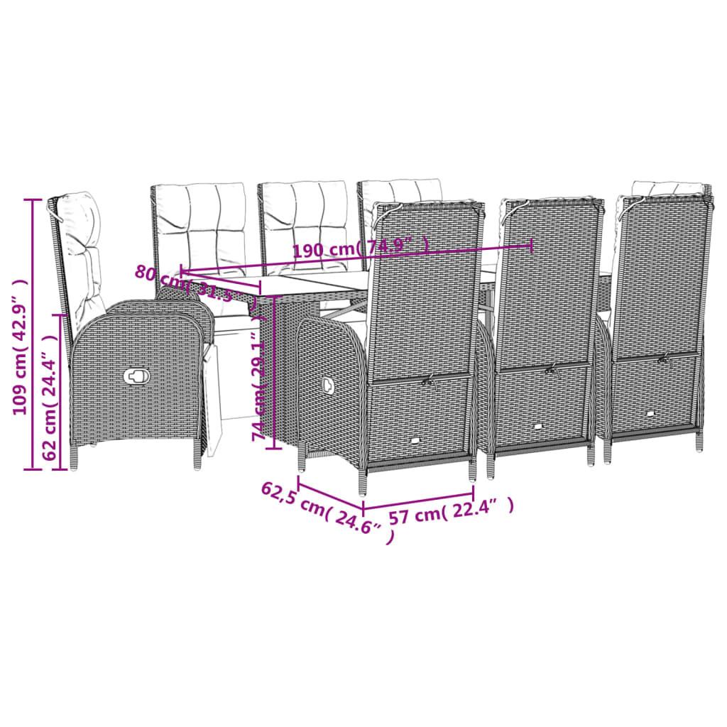 VidaXL set da pranzo da giardino Polirattan  