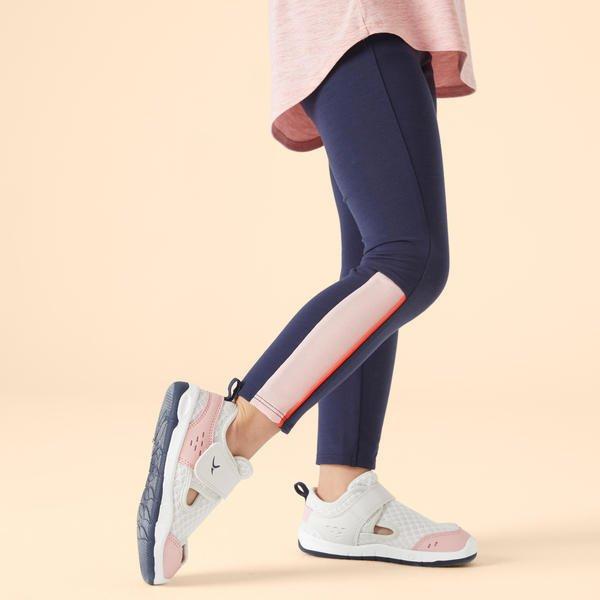 Image of Leggings 500 Anpassbar Atmungsaktiv Kinder Marineblau Unisex Blau 4-6A