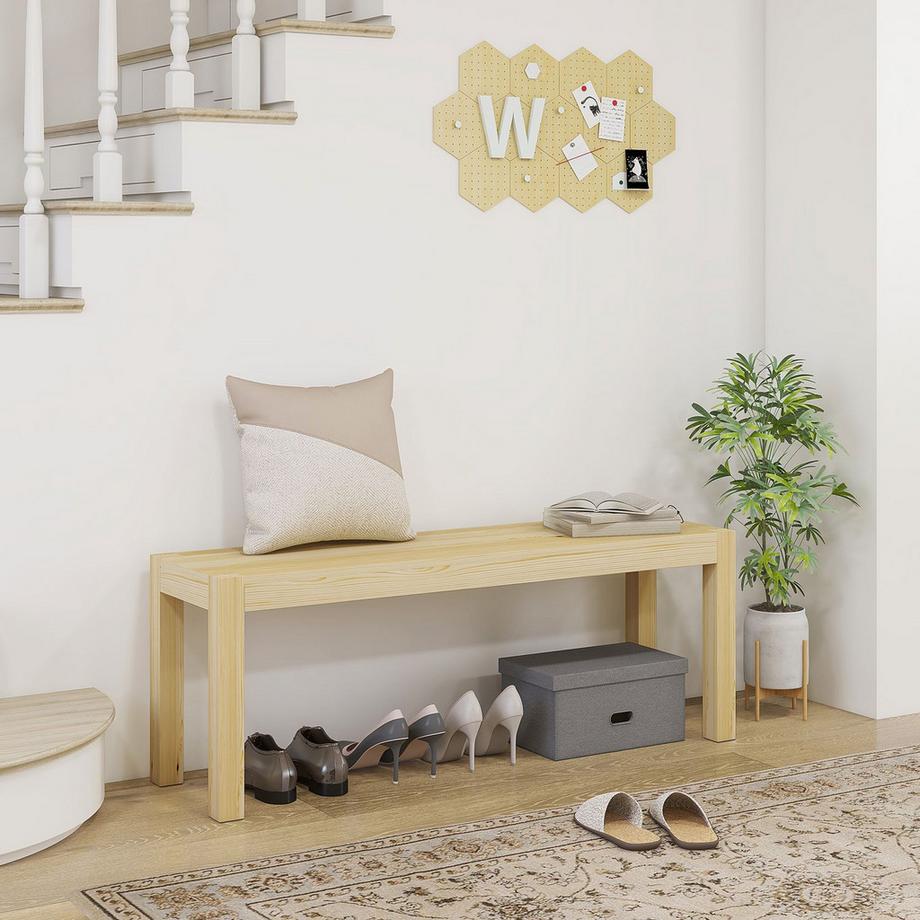 Northio Banc Banc En Bois 2 Places Banc De Salle À Manger Style Maison De Campagne, Banc De Cuisine Pour Salon, Jusqu'À 240 Kg, Bois De Pin, Naturel, 120X33X45Cm  