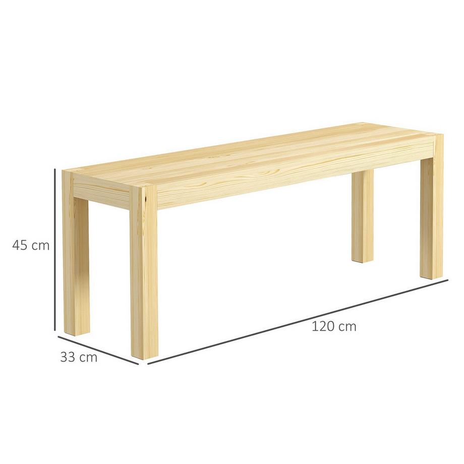 Northio Banc Banc En Bois 2 Places Banc De Salle À Manger Style Maison De Campagne, Banc De Cuisine Pour Salon, Jusqu'À 240 Kg, Bois De Pin, Naturel, 120X33X45Cm  