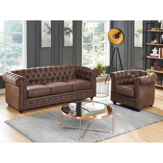 Vente-unique Couchgarnitur 3+1 CHESTERFIELD Microfaser VintageLook  