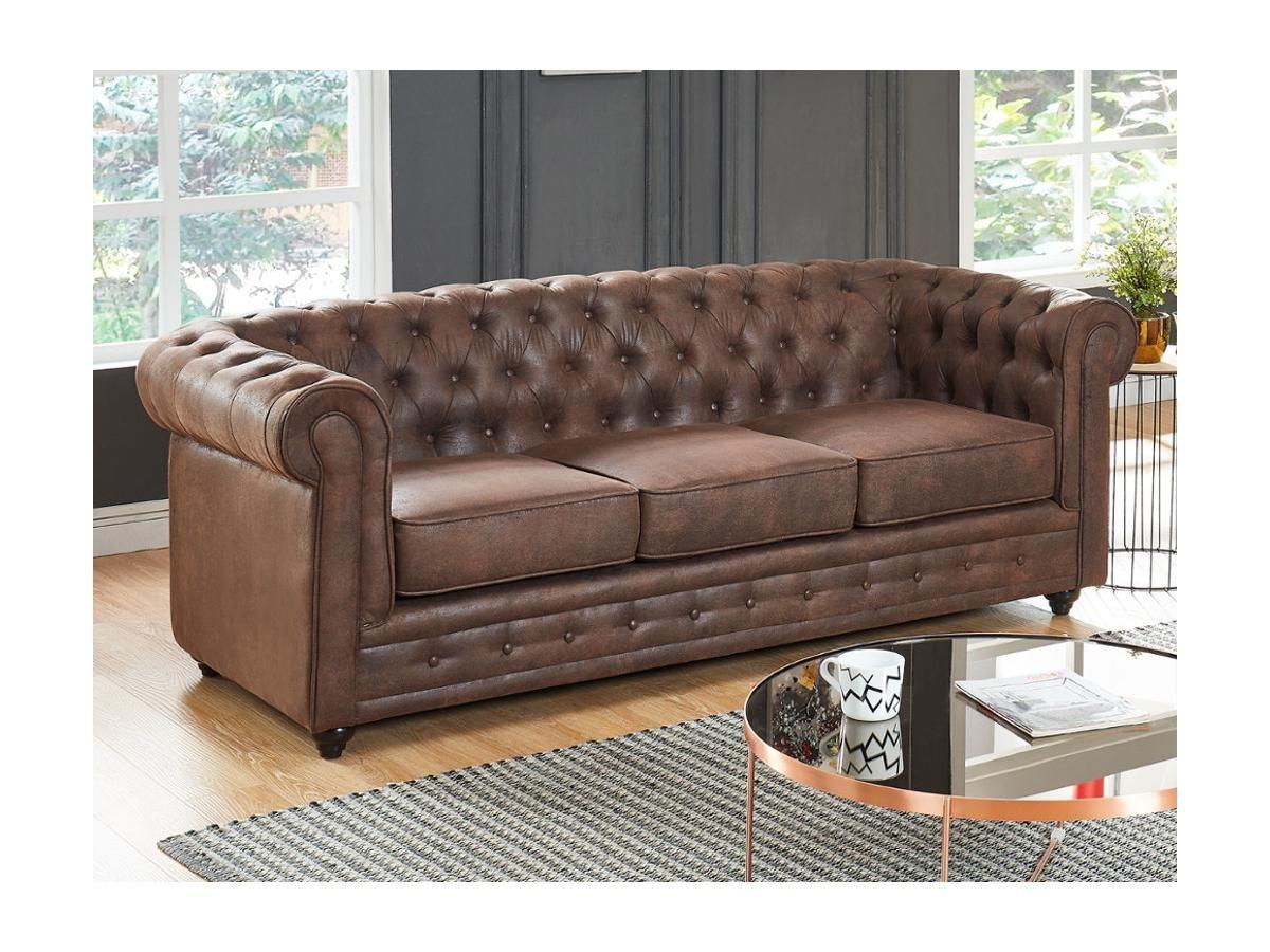 Vente-unique Couchgarnitur 3+1 CHESTERFIELD Microfaser VintageLook  