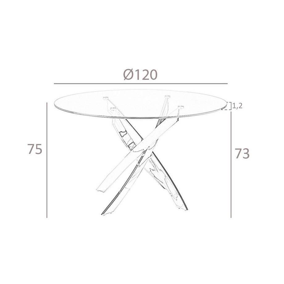 ANGEL CERDA Esstisch runde gehärtetes Glas aus verchromter Stahl  