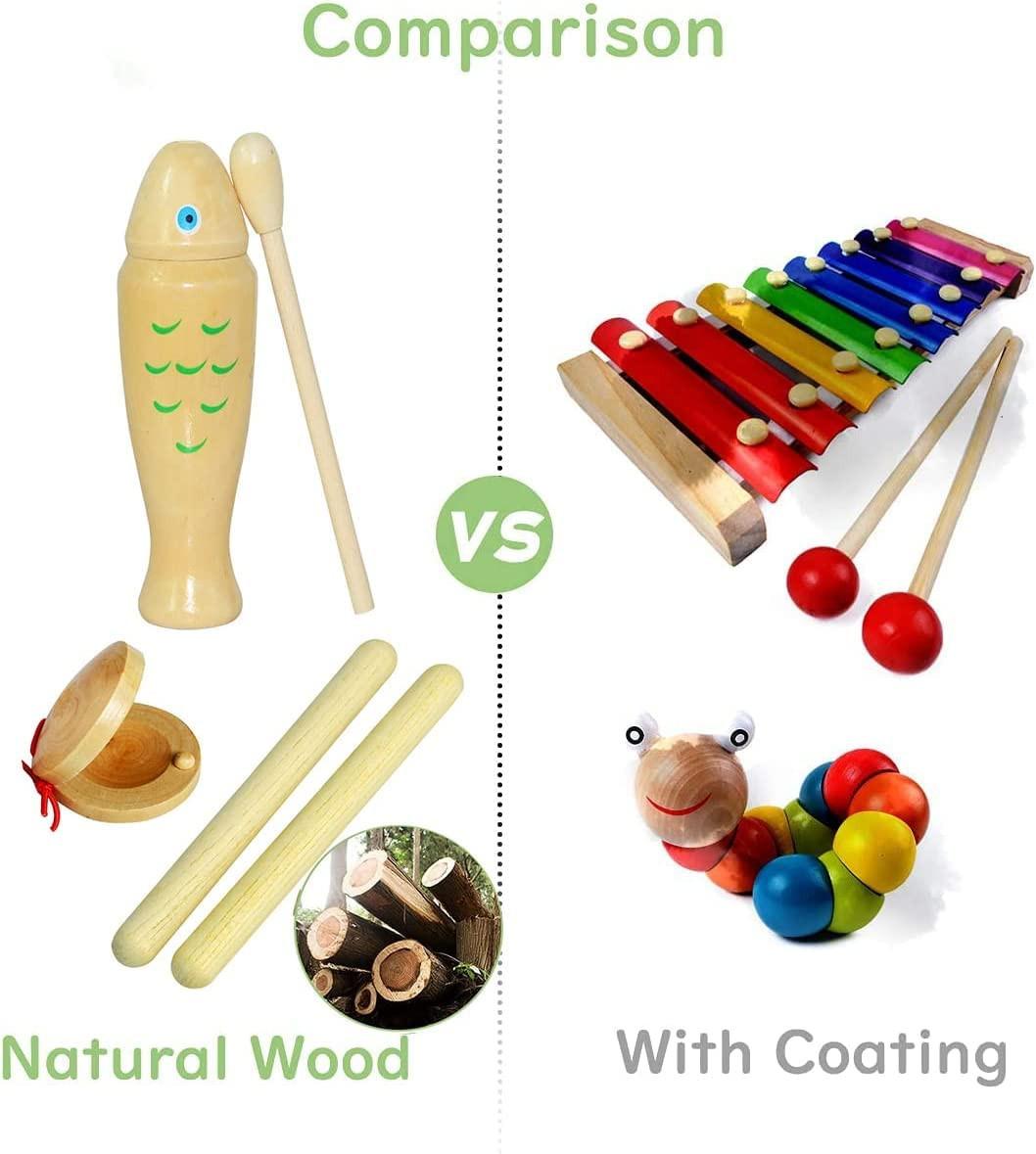 Activity-board  Set d'instruments de musique pour enfants, set de percussions en bois Schlagwerk Rhythm 