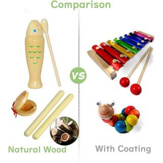 Activity-board  Set d'instruments de musique pour enfants, set de percussions en bois Schlagwerk Rhythm 