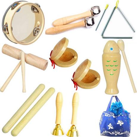 Activity-board  Set d'instruments de musique pour enfants, set de percussions en bois Schlagwerk Rhythm 