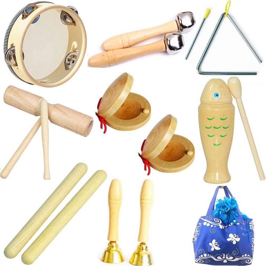 Set d'instruments de musique pour enfants, set de percussions en bois Schlagwerk Rhythm