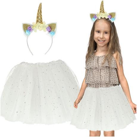 Pricenet  Costume carnevale unicorno fascia + gonna bianca 3-6 anni 