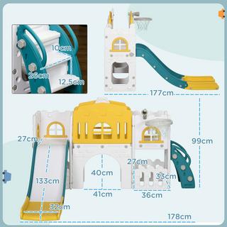 Northio  Scivolo per bambini 7 in 1, scivolo per bambini con canestro da basket, struttura per arrampicata, telescopio, tunnel, volante, passerella con piattaforma, cestino portaoggetti, parco giochi per bambini da 1 a 3 anni 