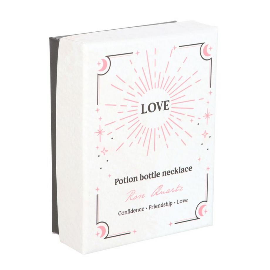 Something Different  Love Quarzo Rosa Bottiglia Di Pozione Collana 