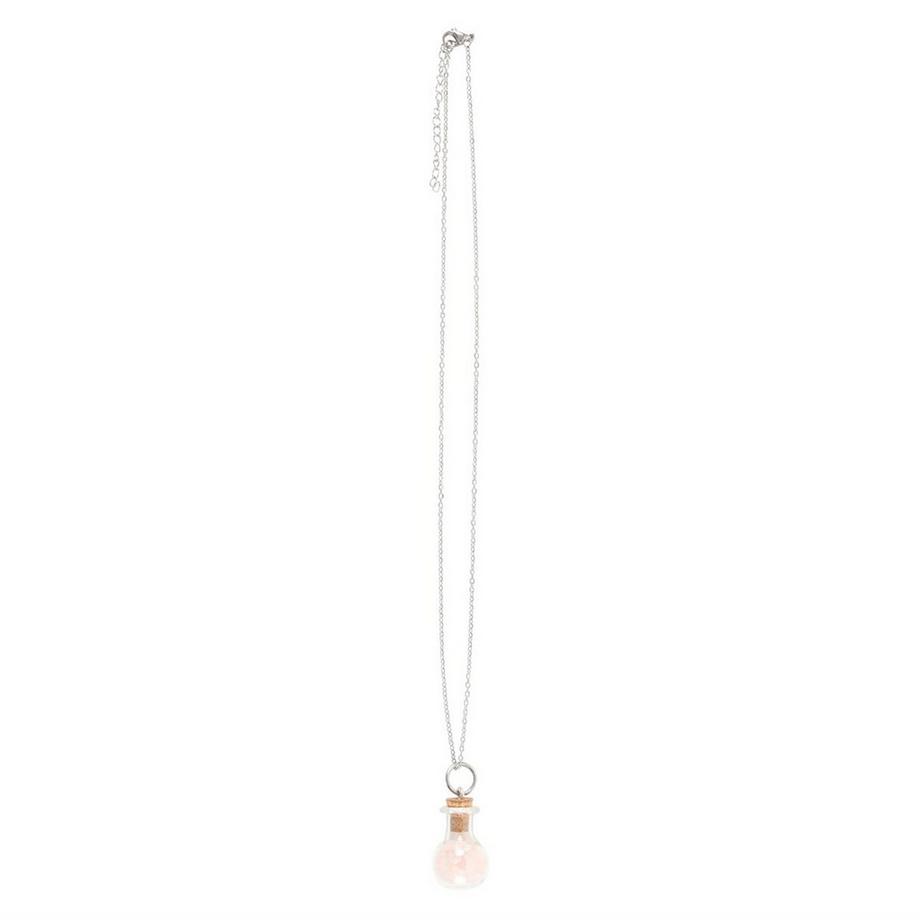 Something Different  Love Quarzo Rosa Bottiglia Di Pozione Collana 