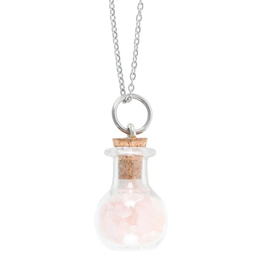 Love Quarzo Rosa Bottiglia Di Pozione Collana