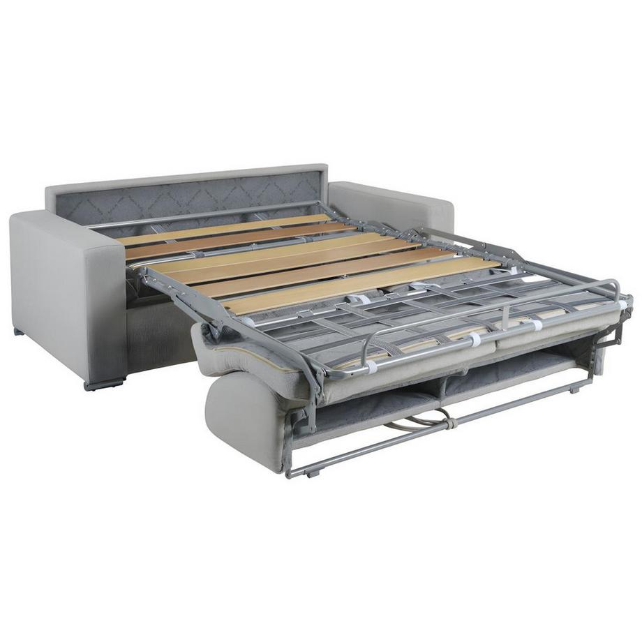 LINEA SOFA Canapé 2 places convertible express en simili gris - Couchage lattes larges 120 cm - Matelas 14 cm avec mémoire de forme CALITO  