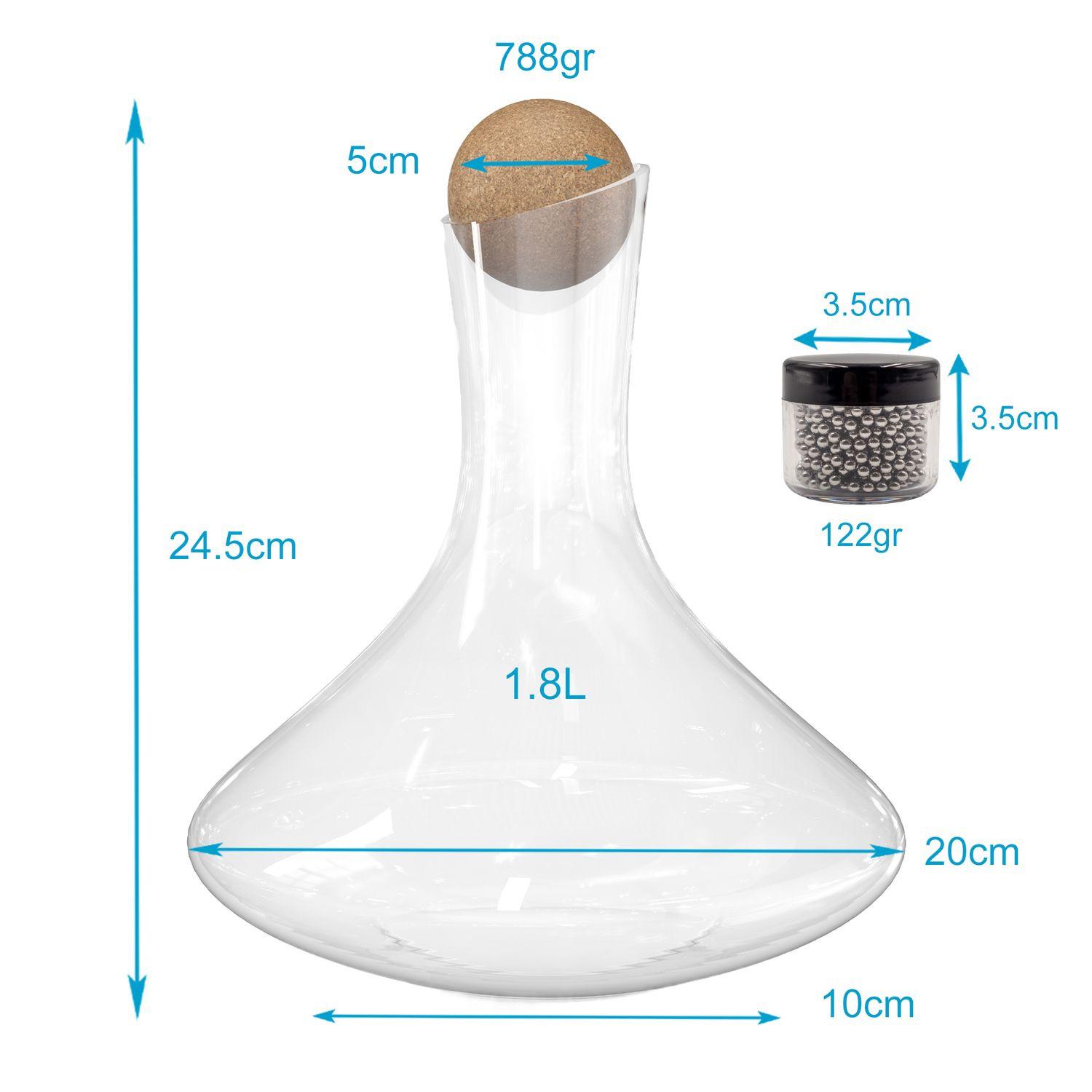 Intirilife Glas Karaffe  für Rotwein mit Reinigungsperlen  
