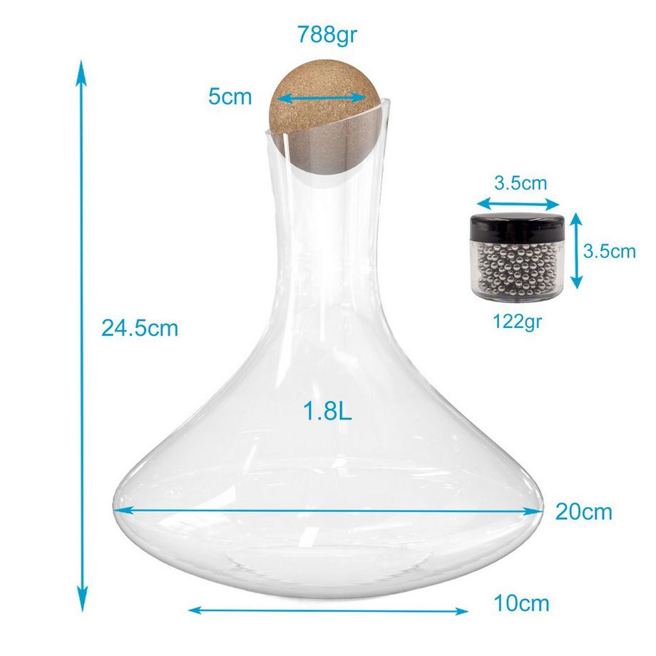Intirilife Glas Karaffe  für Rotwein mit Reinigungsperlen  