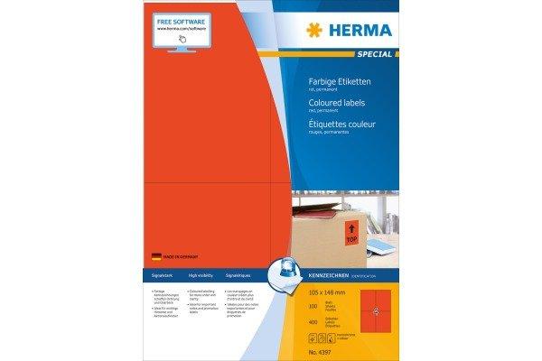 HERMA HERMA Etiketten SPECIAL 105x148mm 4397 rot,perm. 400 St./100 Bl.  