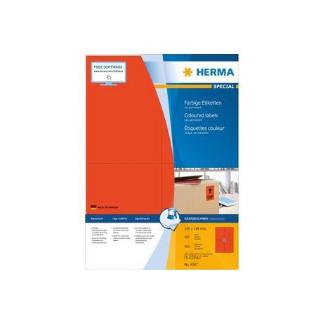 HERMA HERMA Etiketten SPECIAL 105x148mm 4397 rot,perm. 400 St./100 Bl.  