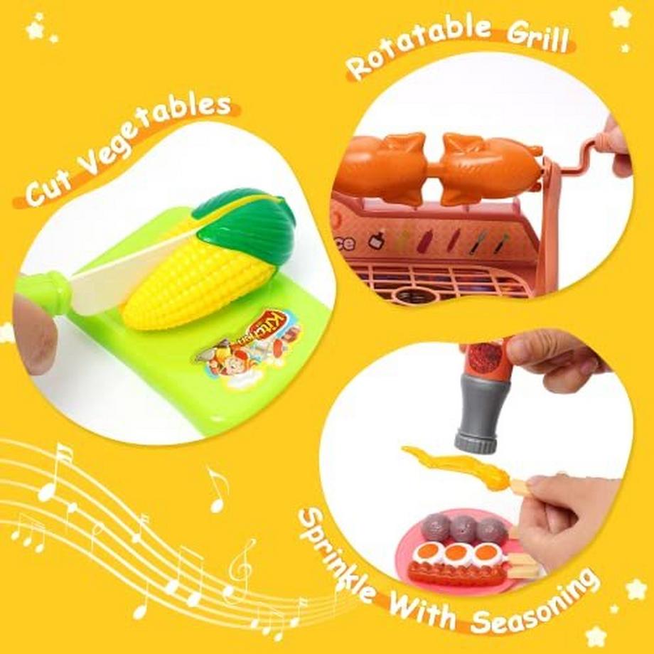 Activity-board  Kinder Spiel Grill - Grill Küche Spielzeug Kochen Spiel Set mit realistischen Spray Licht Sound Spielzeug ierenden Grill für Kleinkinder: 