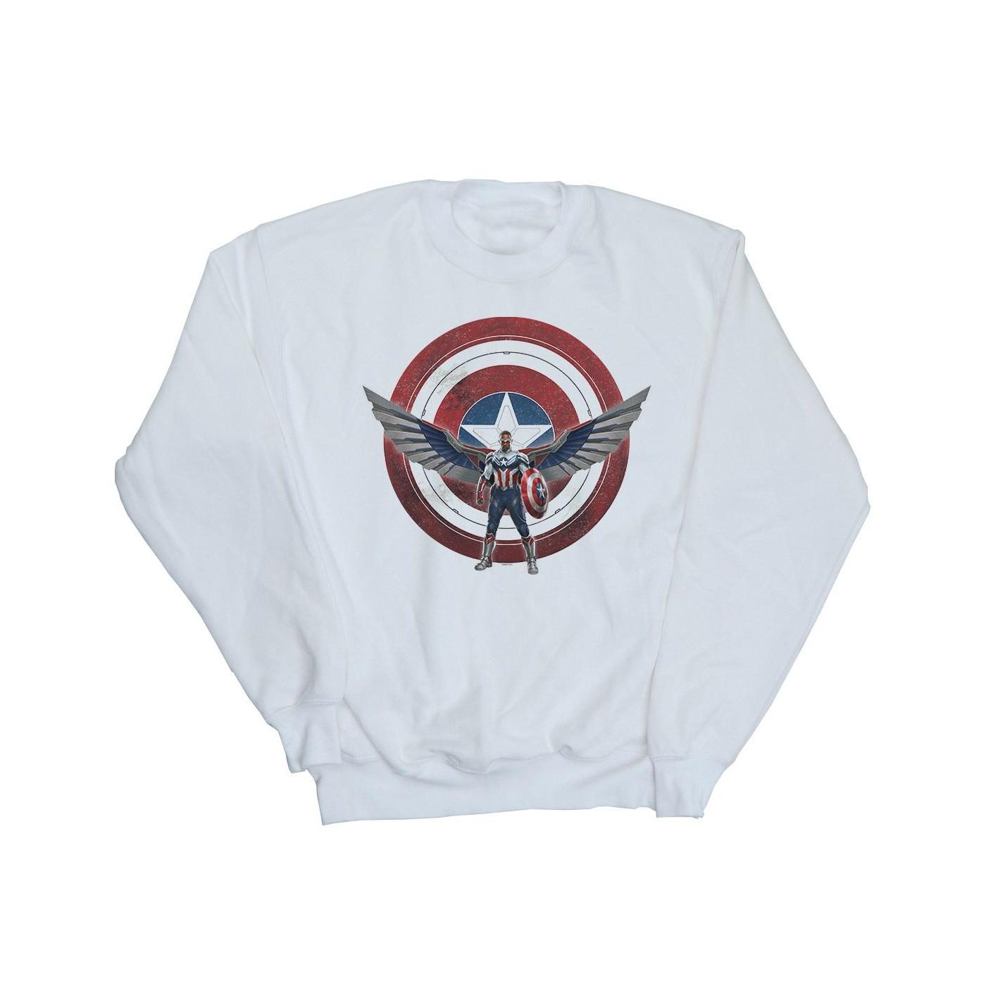 Image of Falcon And The Winter Soldier Captain America Shield Pose Sweatshirt Mädchen Weiss 152-158