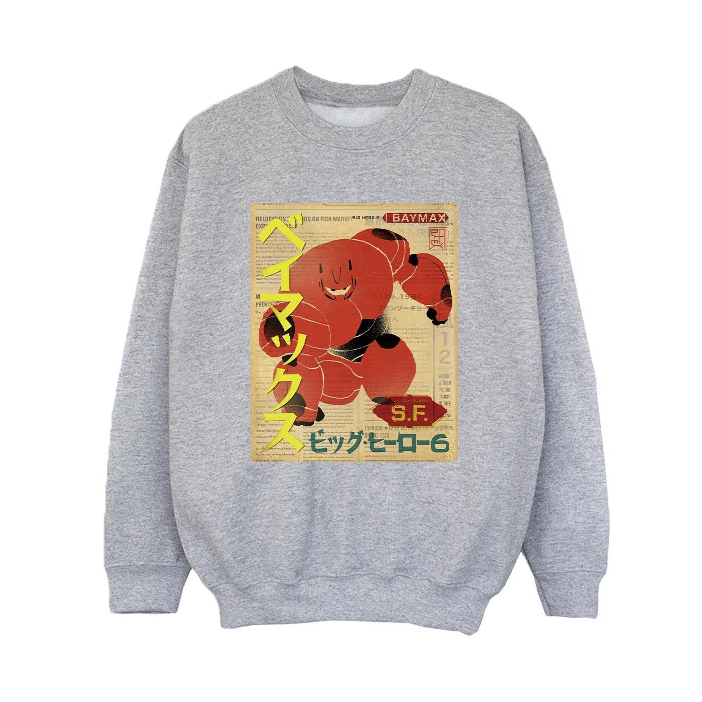 Image of Big Hero 6 Baymax Baymax Newspaper Sweatshirt Unisex Grau 140/146