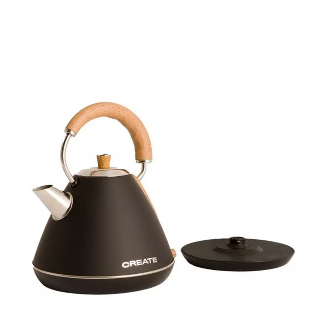 CREATE – Kettle Retro Wasserkocher, Schwarz, 1.7l