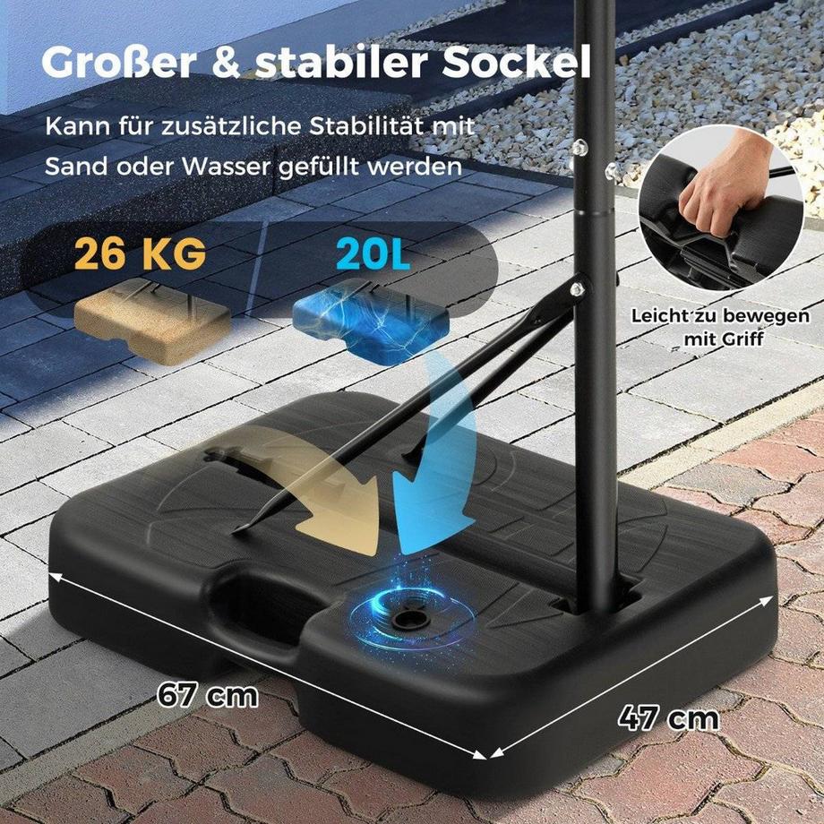 Northix  Basketballkorb Outdoor Basketballständer 172-200cm höhenverstellbar Basketballanlage Schwarz 