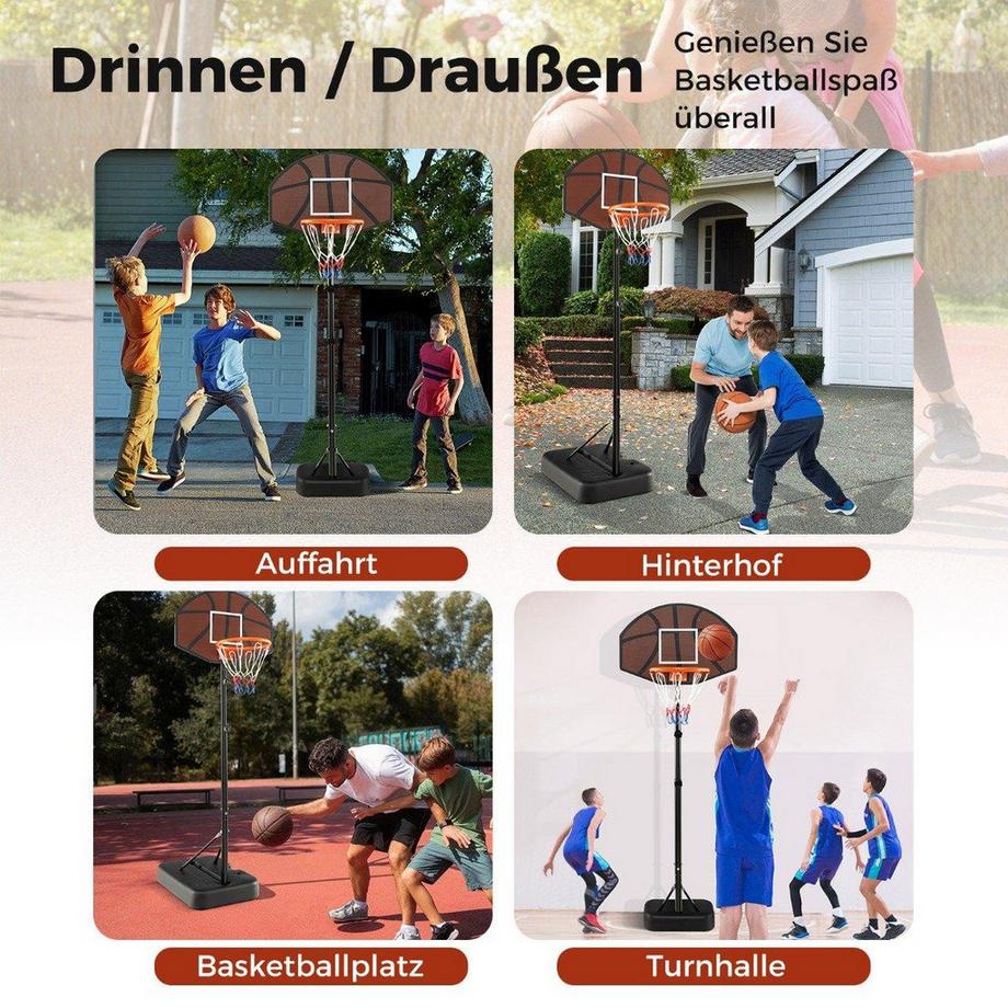 Northix  Basketballkorb Outdoor Basketballständer 172-200cm höhenverstellbar Basketballanlage Schwarz 